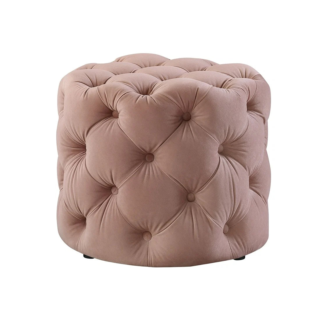 Briana Pink Velvet Ottoman Cube