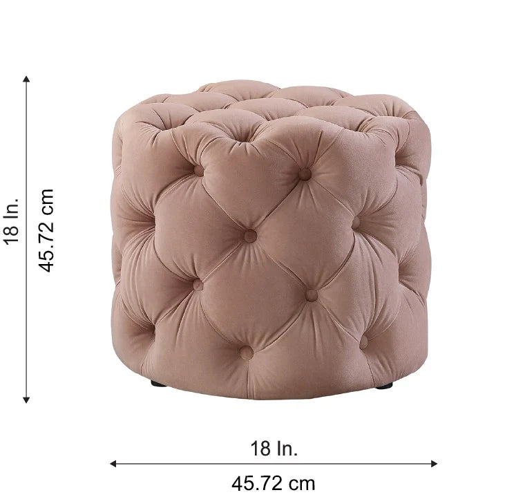 Briana Pink Velvet Ottoman Cube