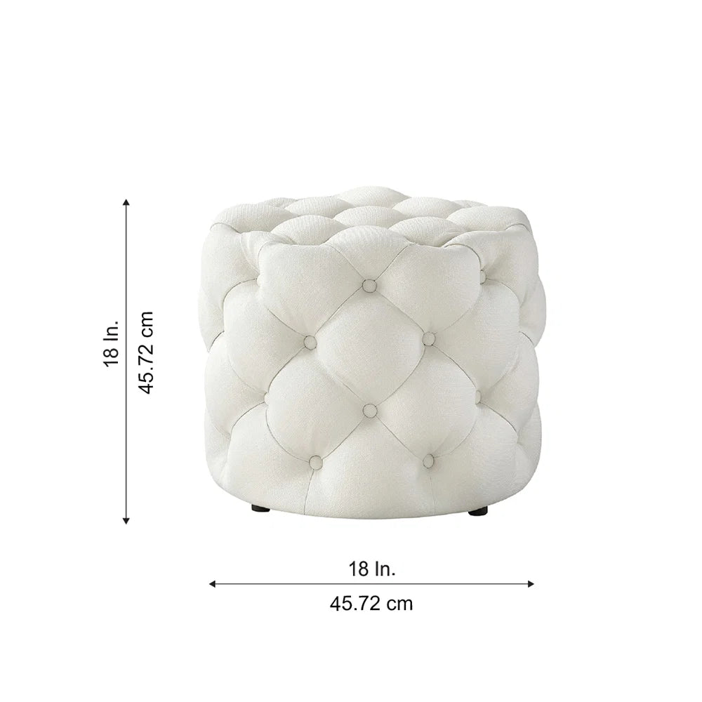 Briana White Velvet Ottoman Cube