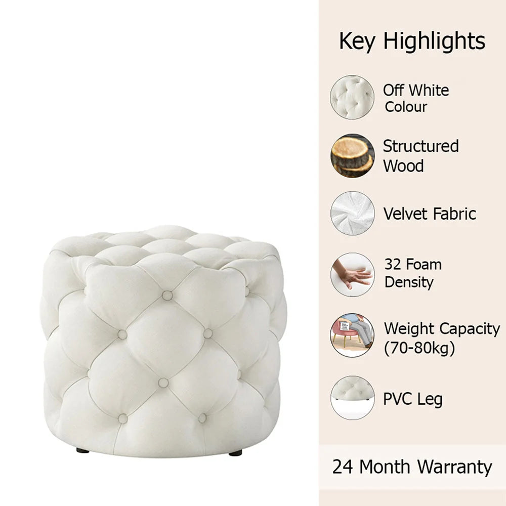Briana White Velvet Ottoman Cube
