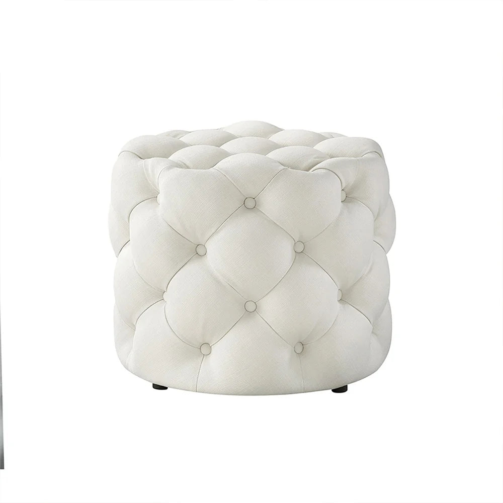 Briana White Velvet Ottoman Cube