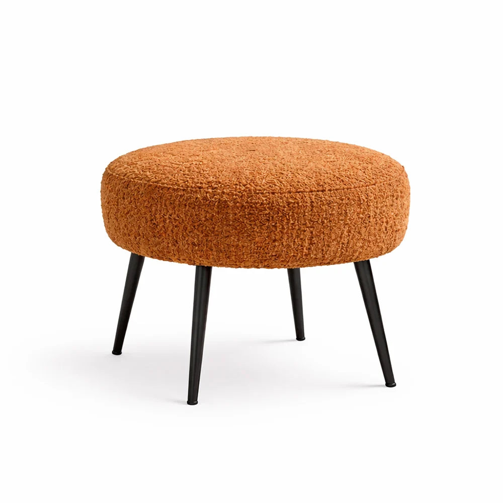 Luna Bouclé Rust Ottoman - Black Legs