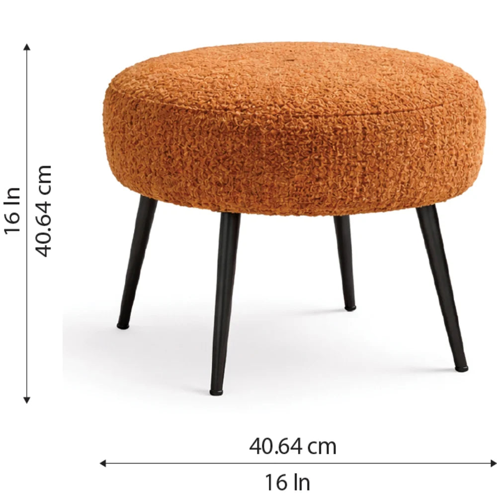 Luna Bouclé Rust Ottoman - Black Legs