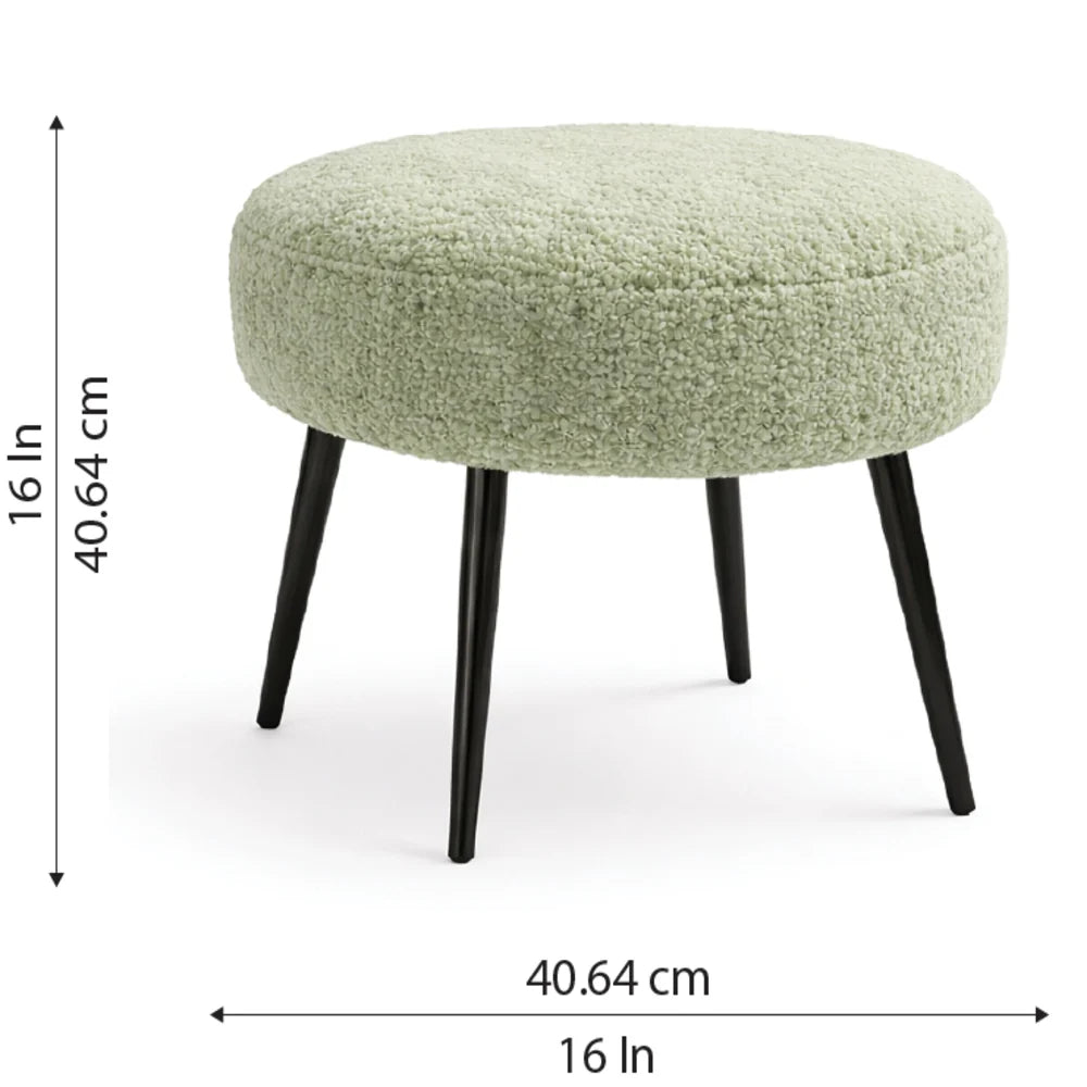 Luna Bouclé Sage Ottoman - Black Legs