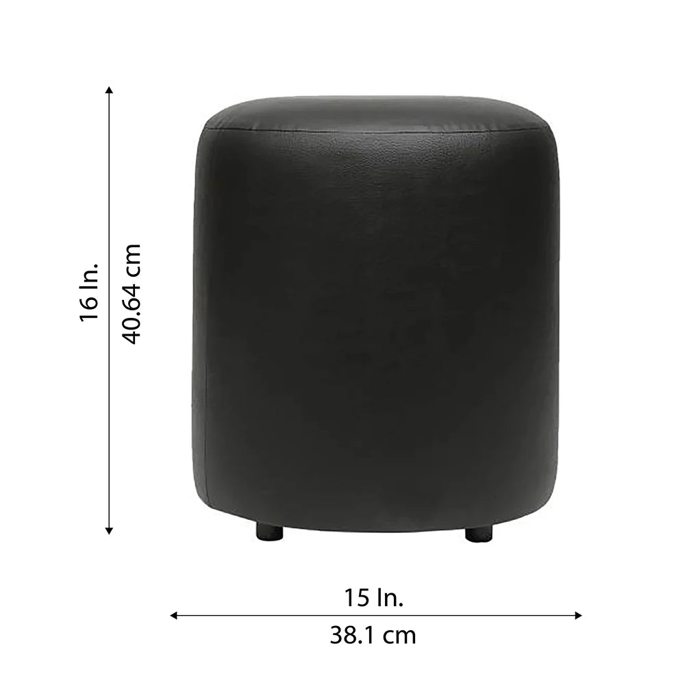 Mary Black Leather Round Ottoman