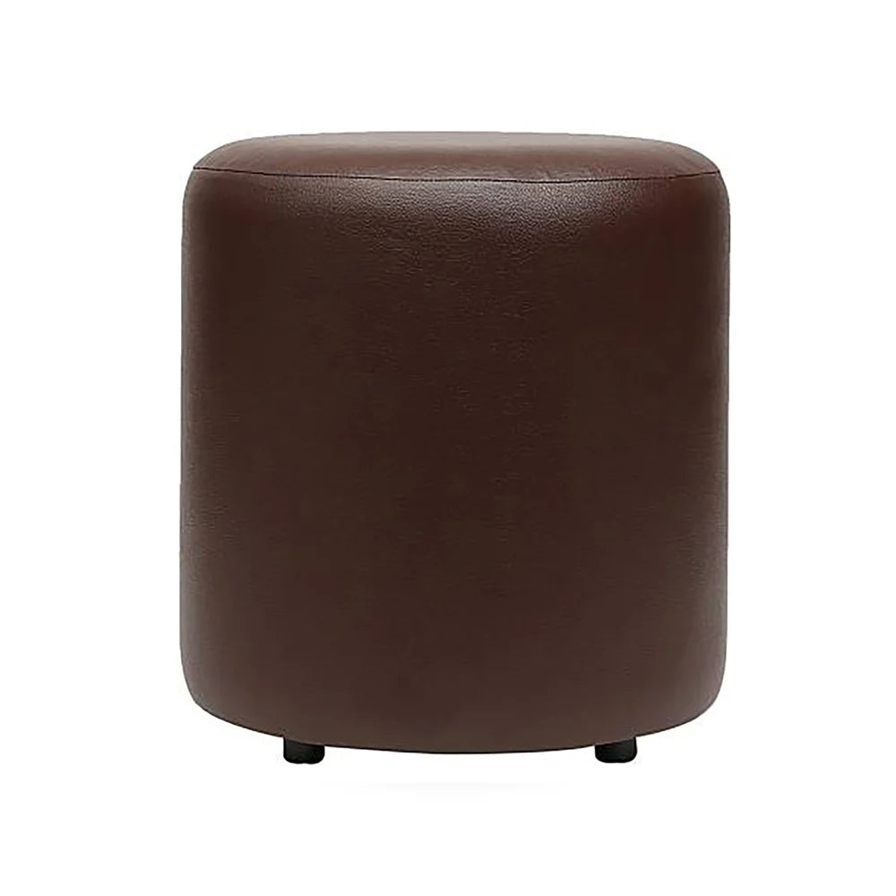 Mary Brown Leather Round Ottoman