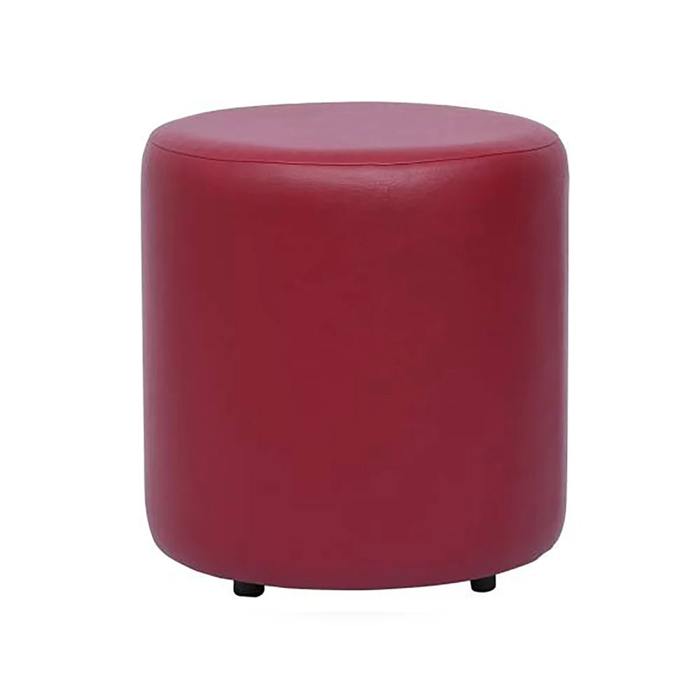 Mary Red Leather Round Ottoman