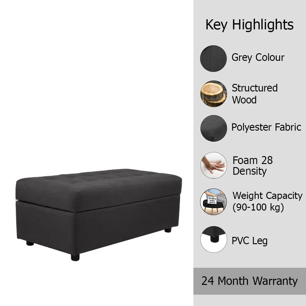Modern Tufted Storage Ottoman Bench Grey