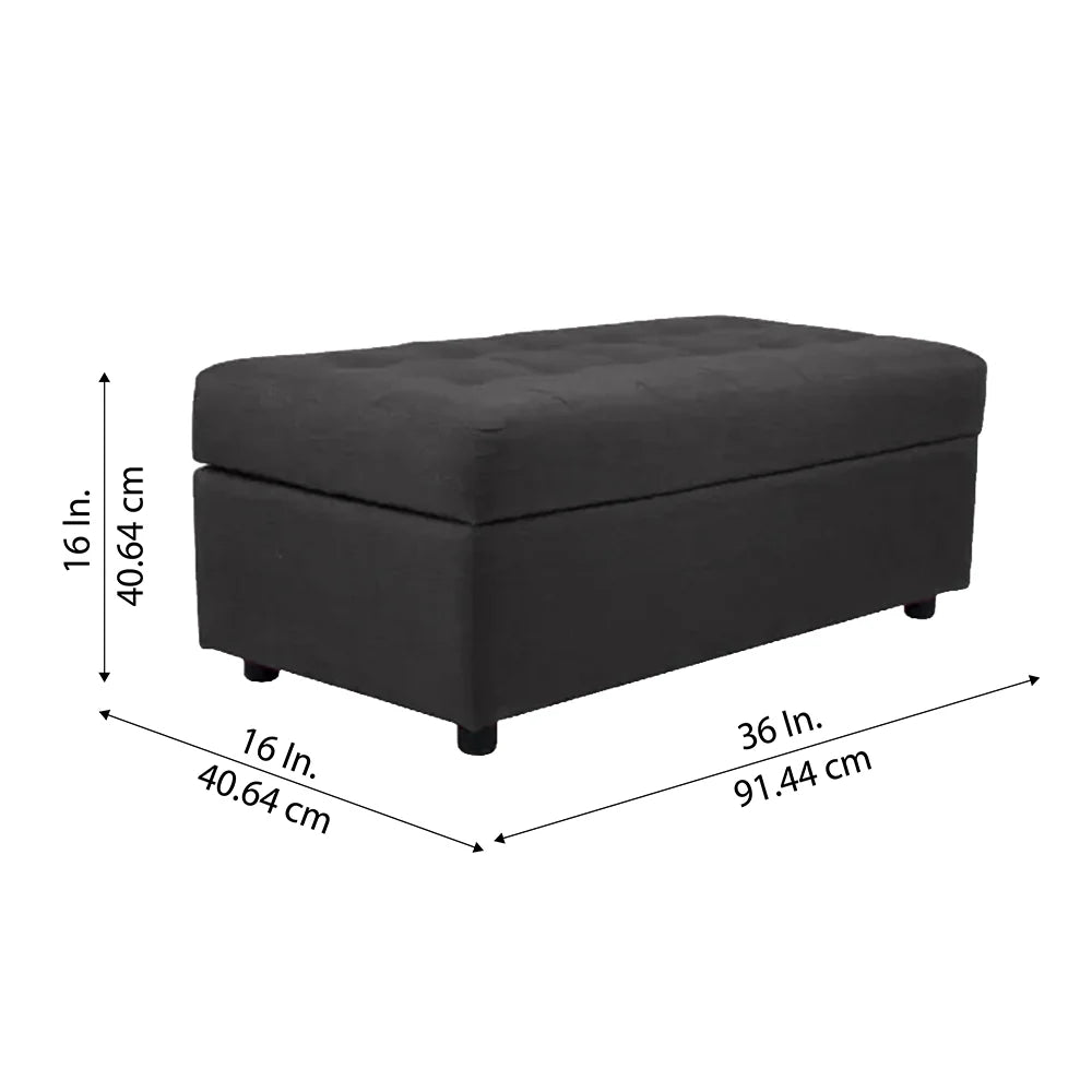 Modern Tufted Storage Ottoman Bench Grey