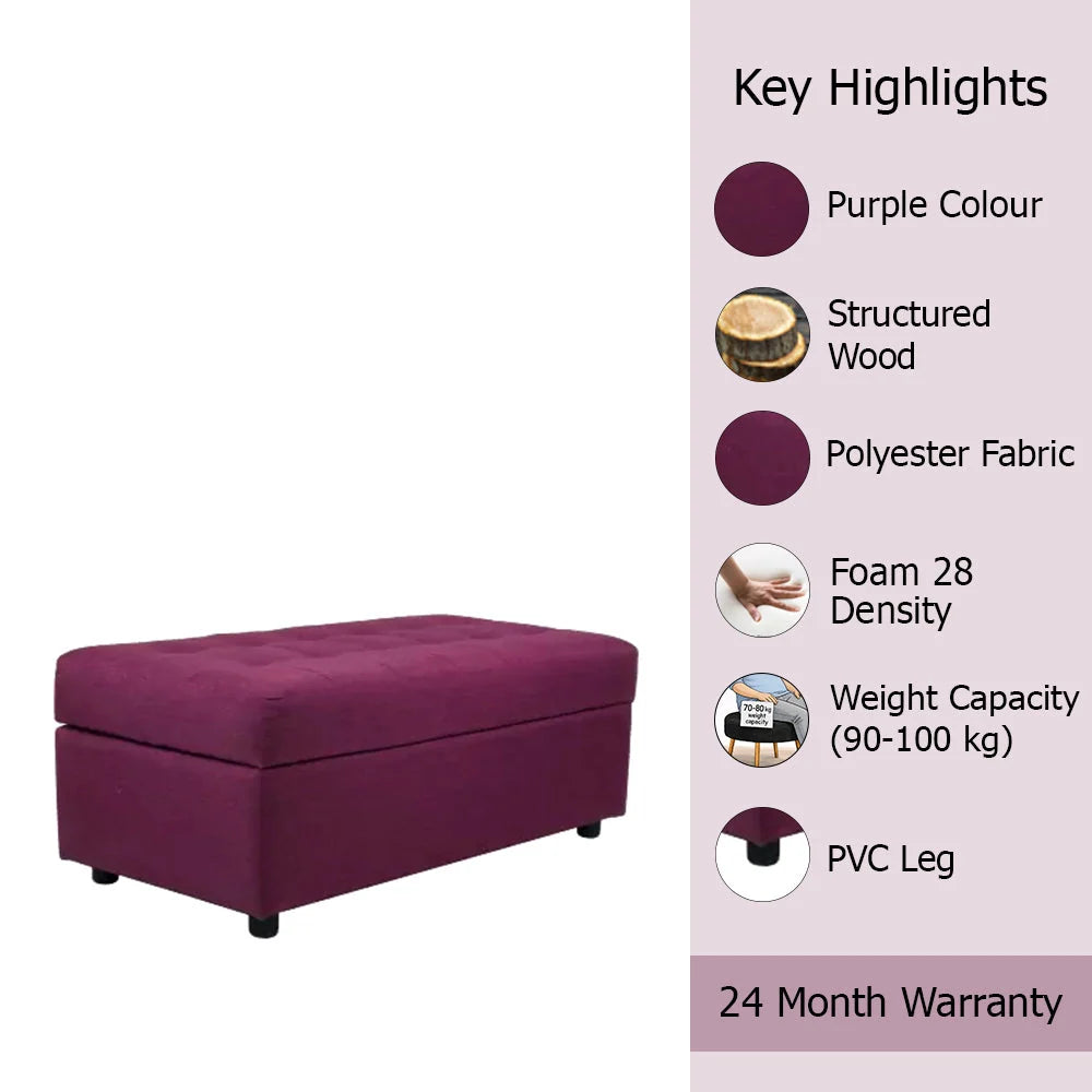 Modern Tufted Storage Ottoman Bench Purple