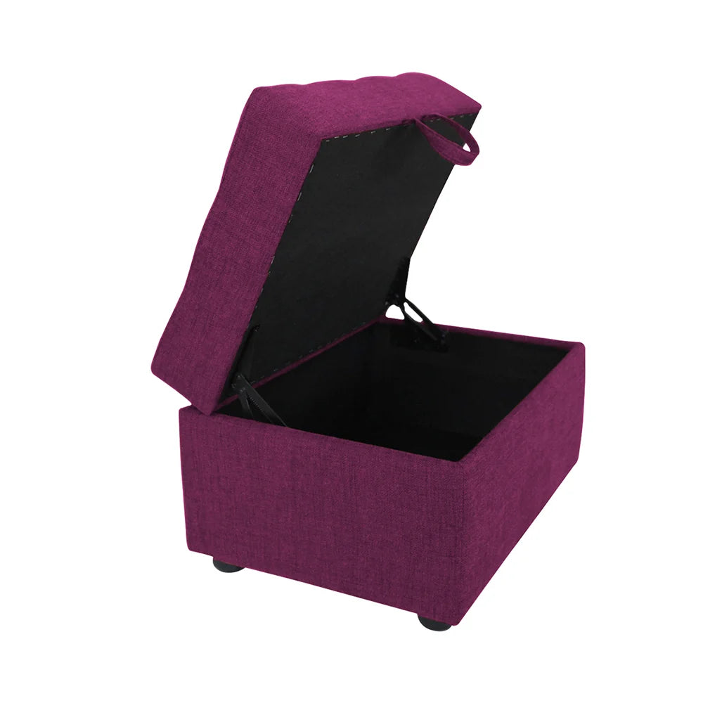 Modern Tufted Storage Ottoman Bench Purple