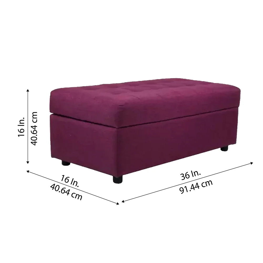 Modern Tufted Storage Ottoman Bench Purple