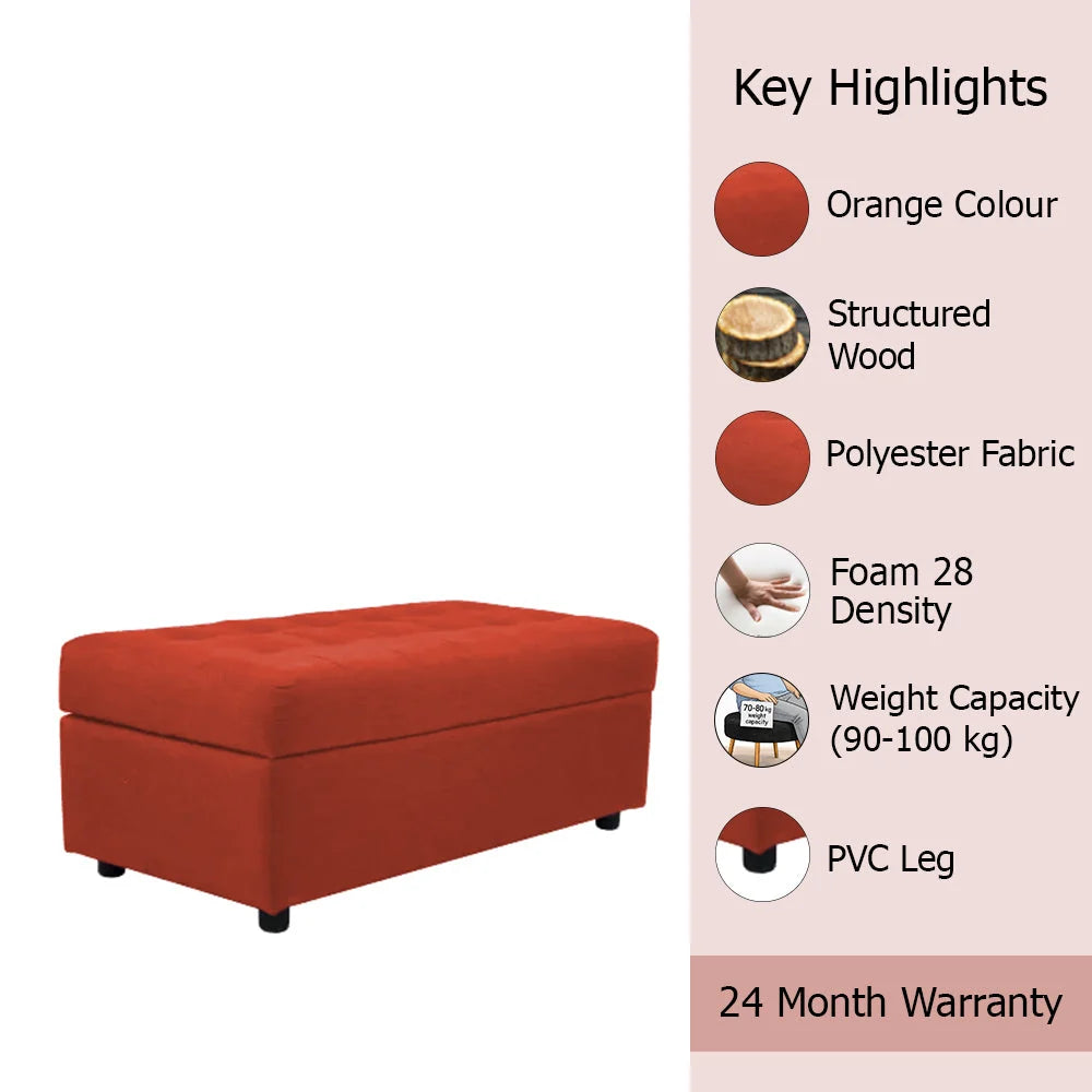 Modern Tufted Storage Ottoman Bench Red