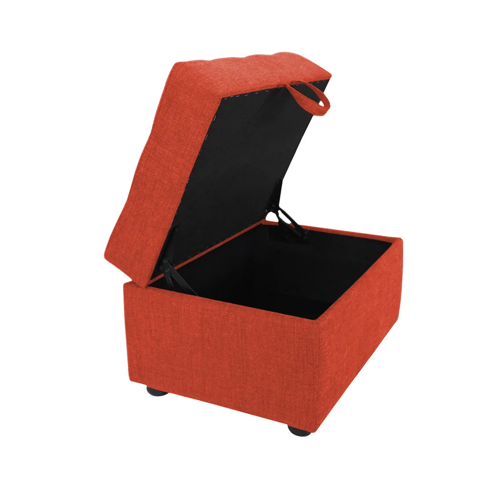 Modern Tufted Storage Ottoman Bench Red