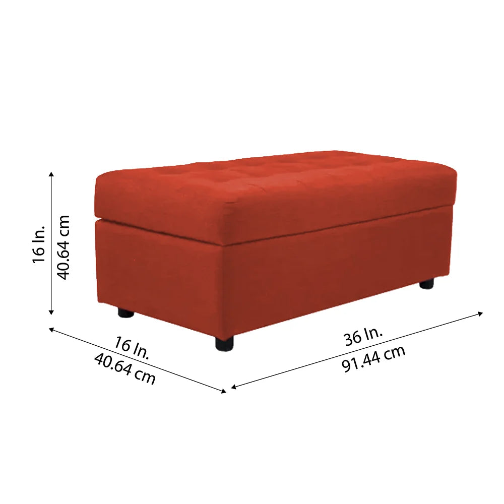 Modern Tufted Storage Ottoman Bench Red