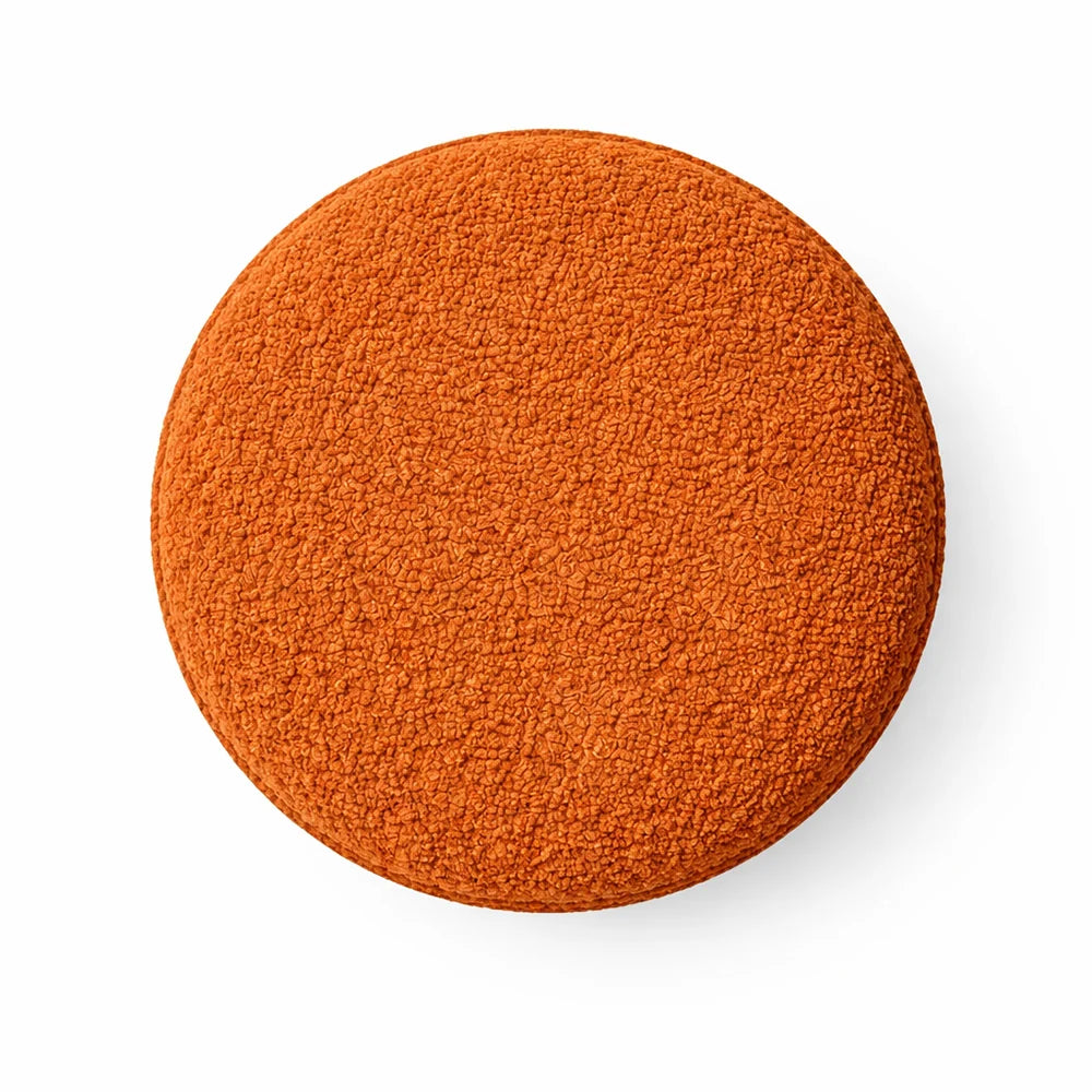Premium Bouclé Orange Ottoman - Black Legs