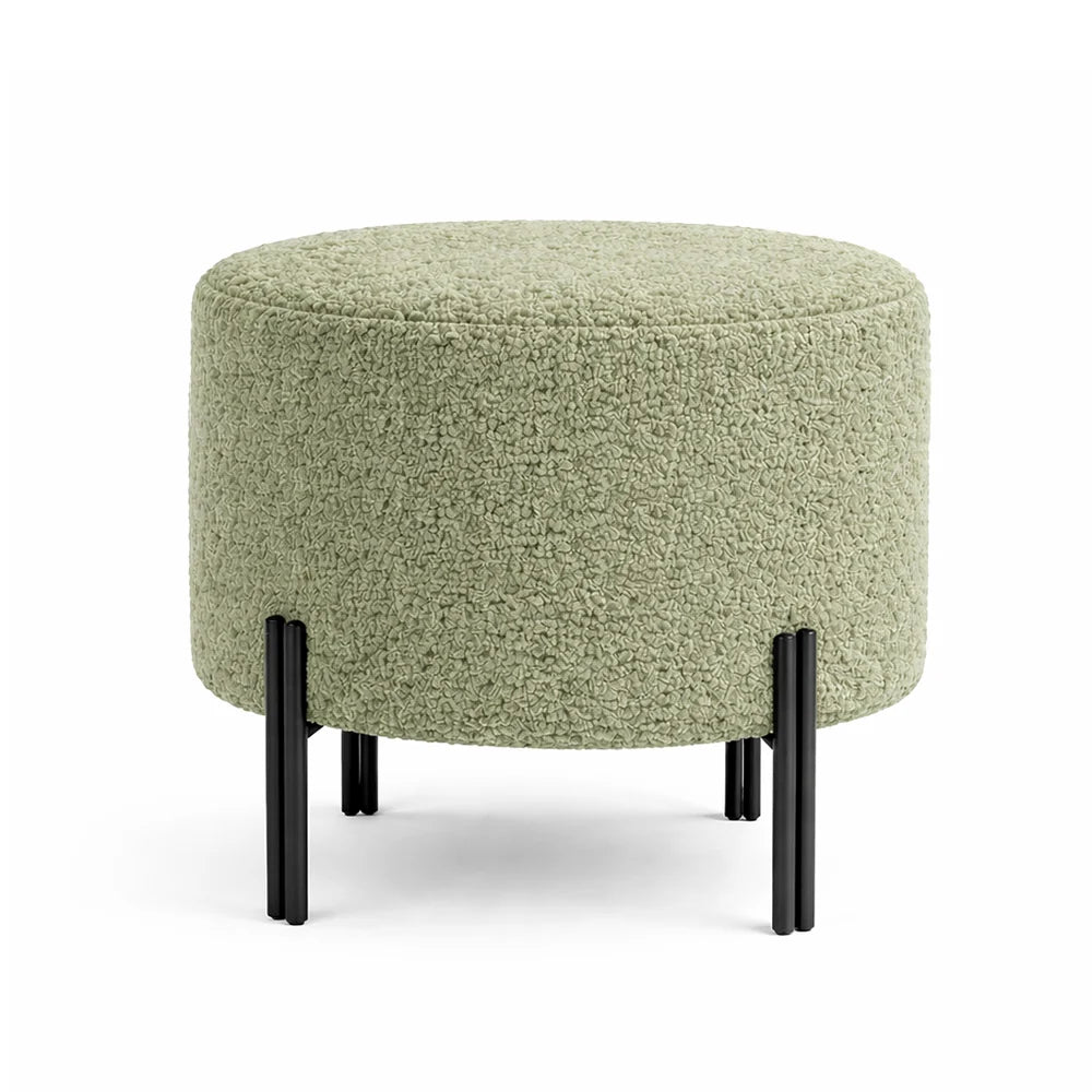 Premium Bouclé Sage Ottoman - Black Legs