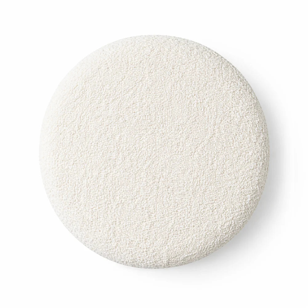 Premium Bouclé White Ottoman - Black Legs