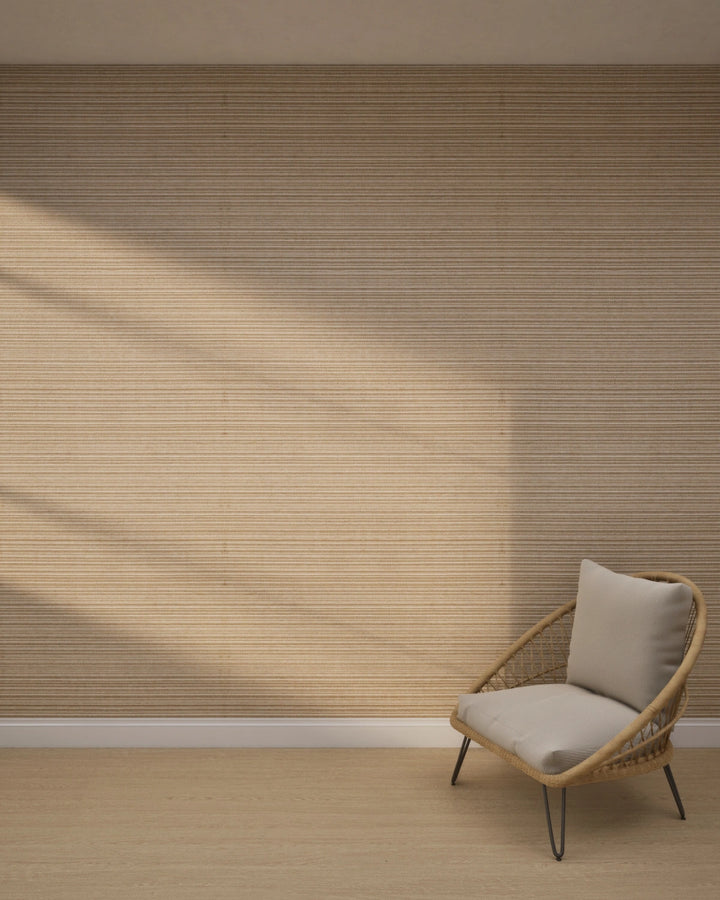 Sand Beige Linear Stripe Wallpaper