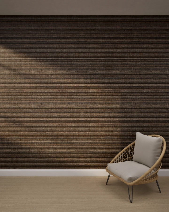 Espresso Brown Charcoal Stripe Wallpaper