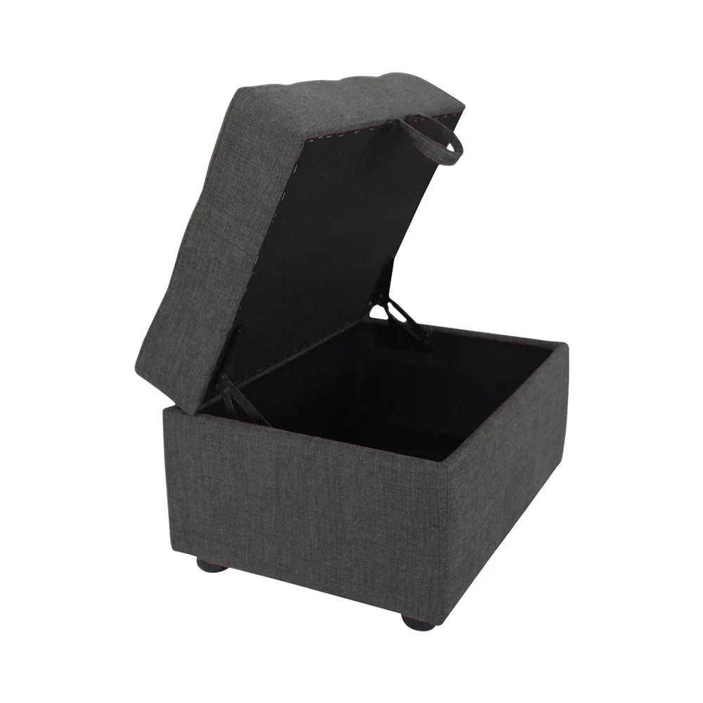 Tufted Storage Ottoman Bench Grey