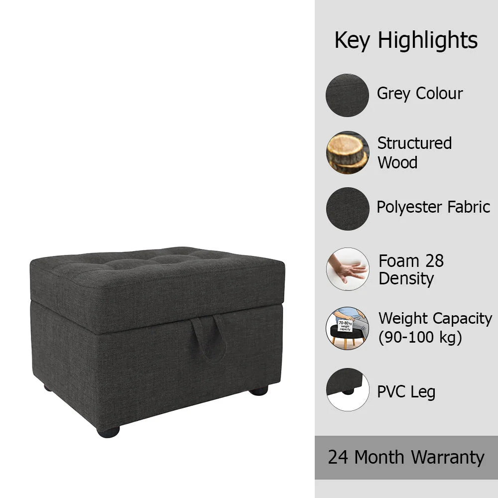 Tufted Storage Ottoman Bench Grey