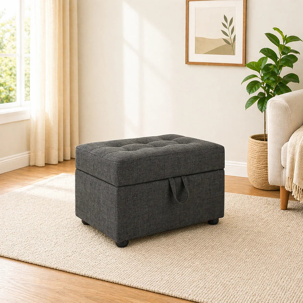 Tufted Storage Ottoman Bench Grey