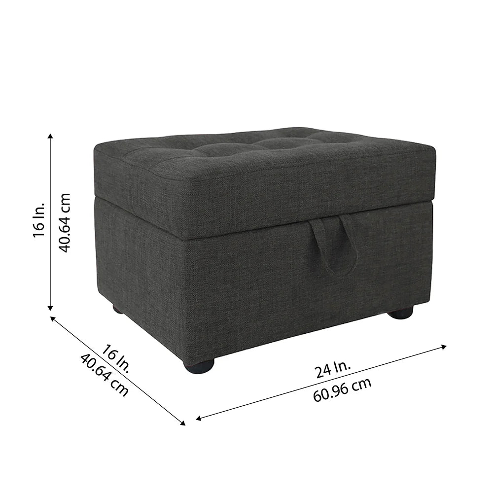Tufted Storage Ottoman Bench Grey