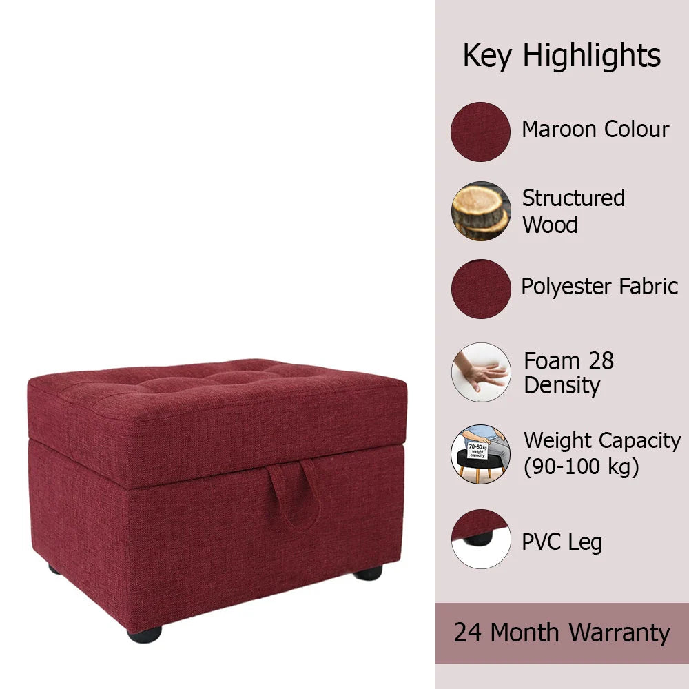 Tufted Storage Ottoman Bench Maroon