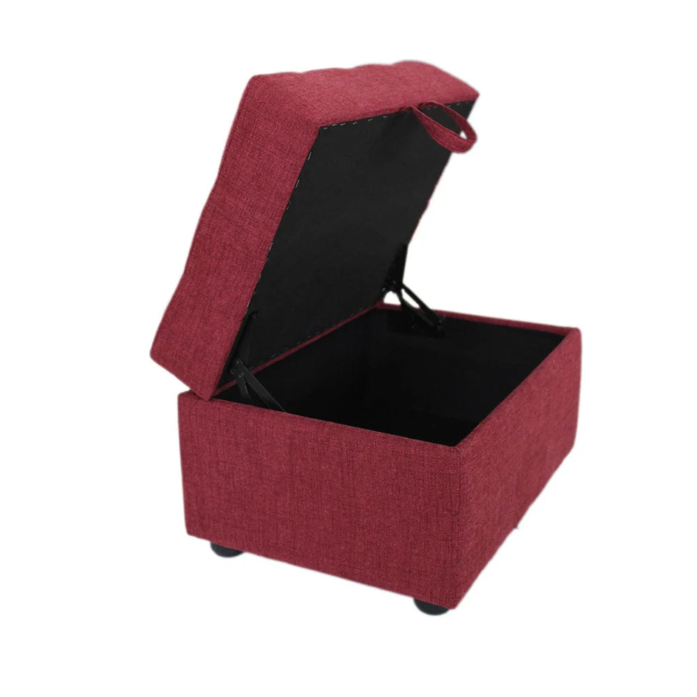Tufted Storage Ottoman Bench Maroon