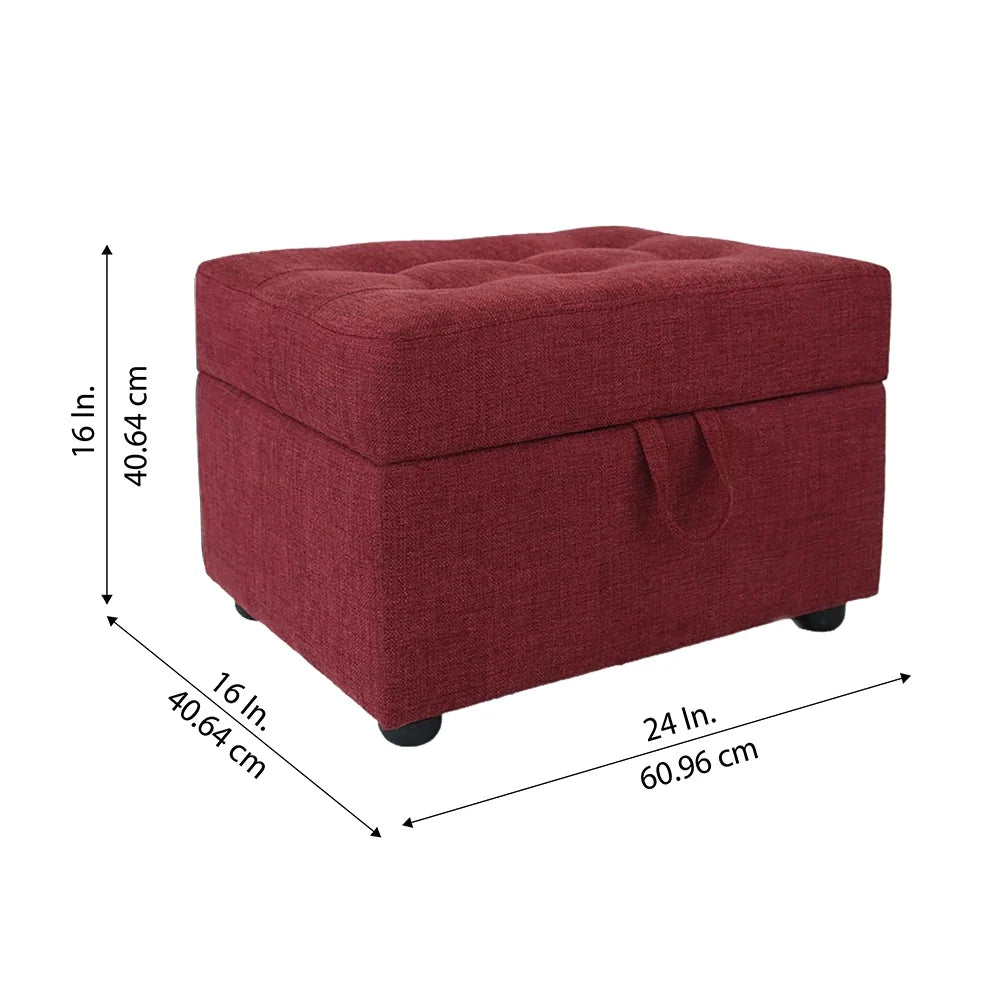 Tufted Storage Ottoman Bench Maroon
