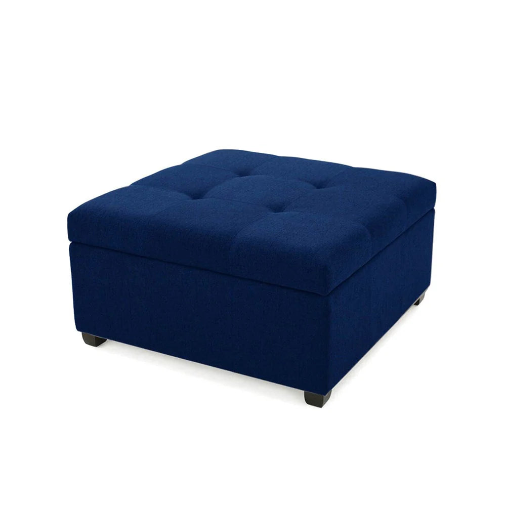 Tufted Storage Ottoman Bench Mustard Blue