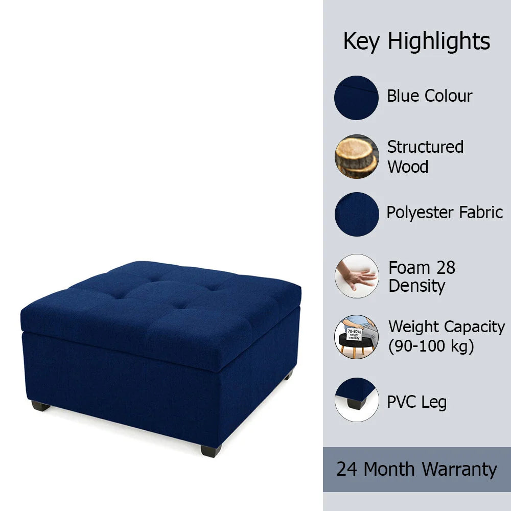 Tufted Storage Ottoman Bench Mustard Blue