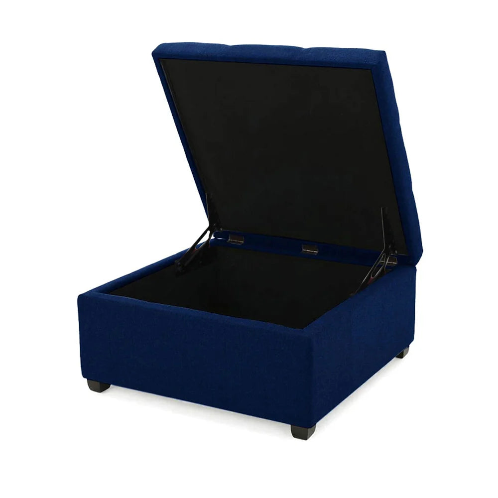 Tufted Storage Ottoman Bench Mustard Blue