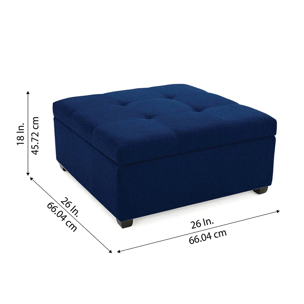 Tufted Storage Ottoman Bench Mustard Blue