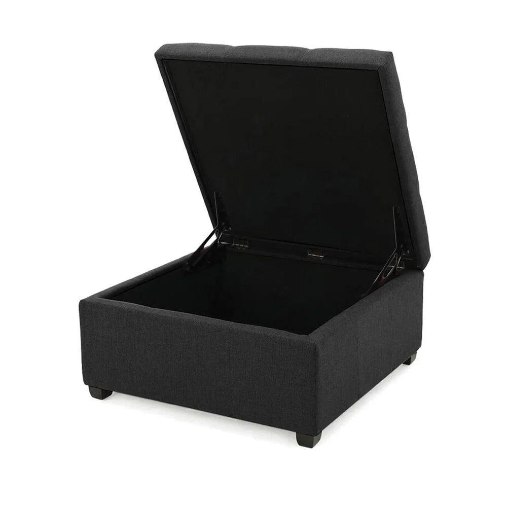 Tufted Storage Ottoman Bench Mustard Grey