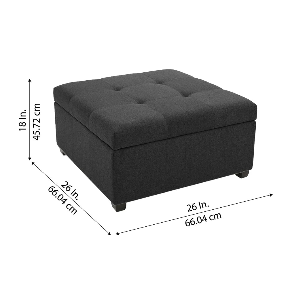 Tufted Storage Ottoman Bench Mustard Grey