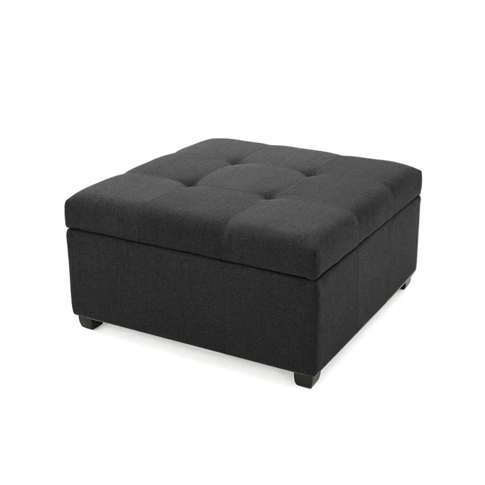 Tufted Storage Ottoman Bench Mustard Grey