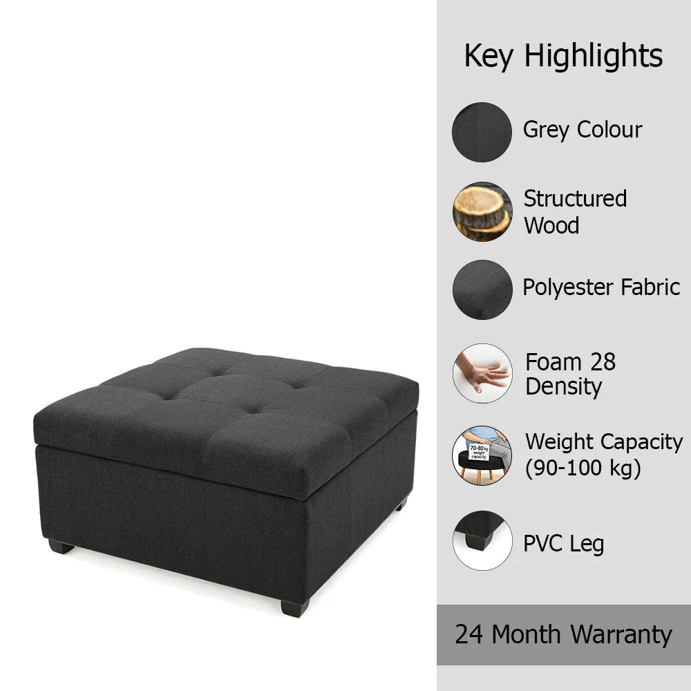 Tufted Storage Ottoman Bench Mustard Grey