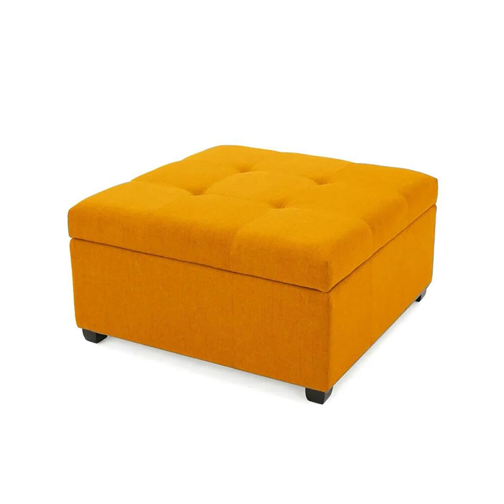 Tufted Storage Ottoman Bench Mustard Orange