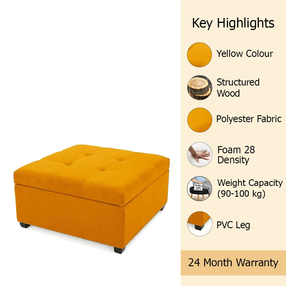 Tufted Storage Ottoman Bench Mustard Orange