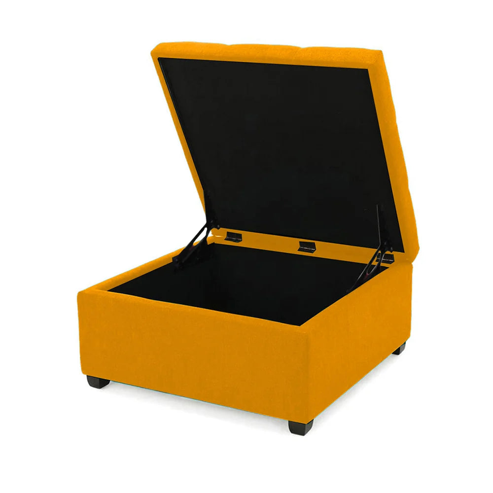 Tufted Storage Ottoman Bench Mustard Orange