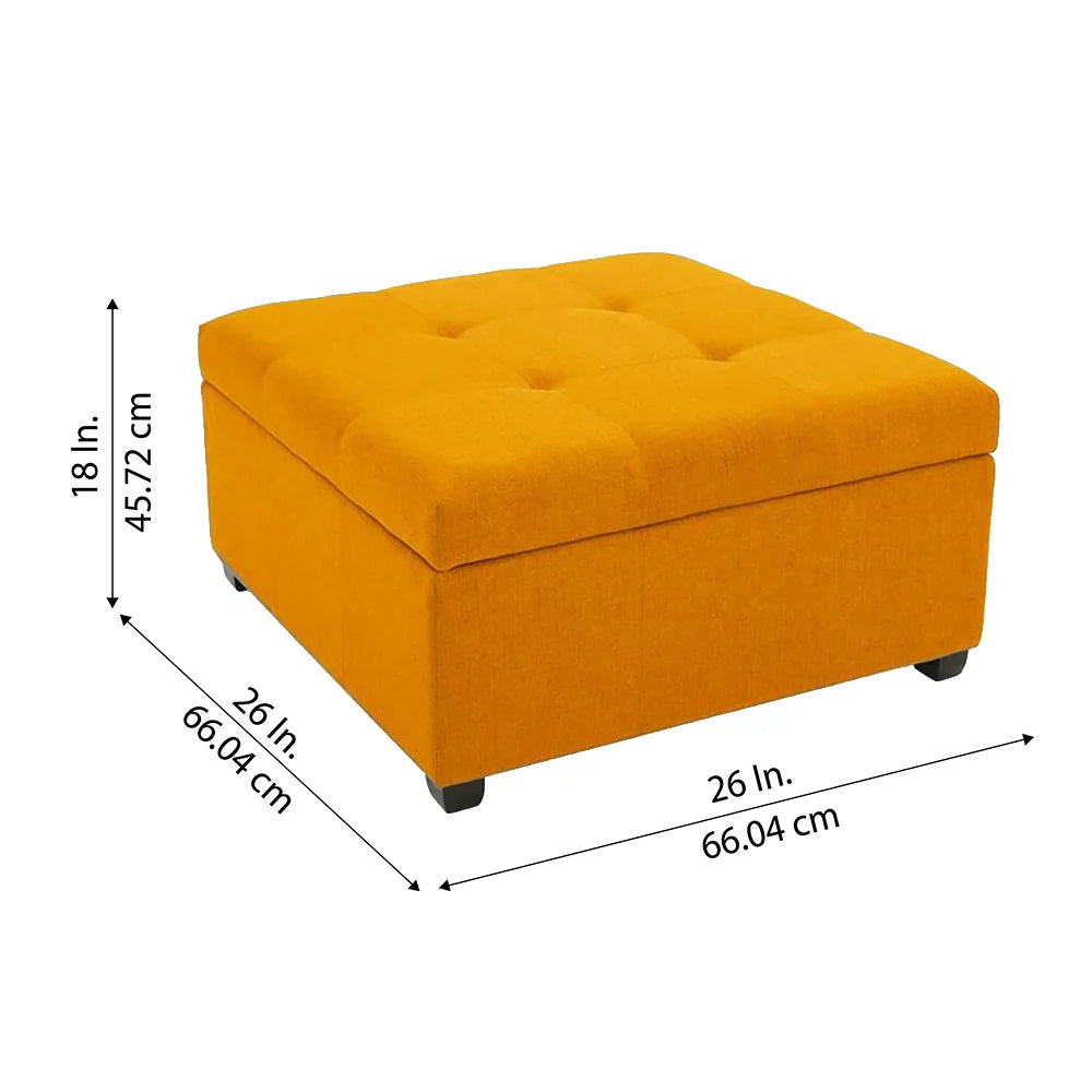 Tufted Storage Ottoman Bench Mustard Orange