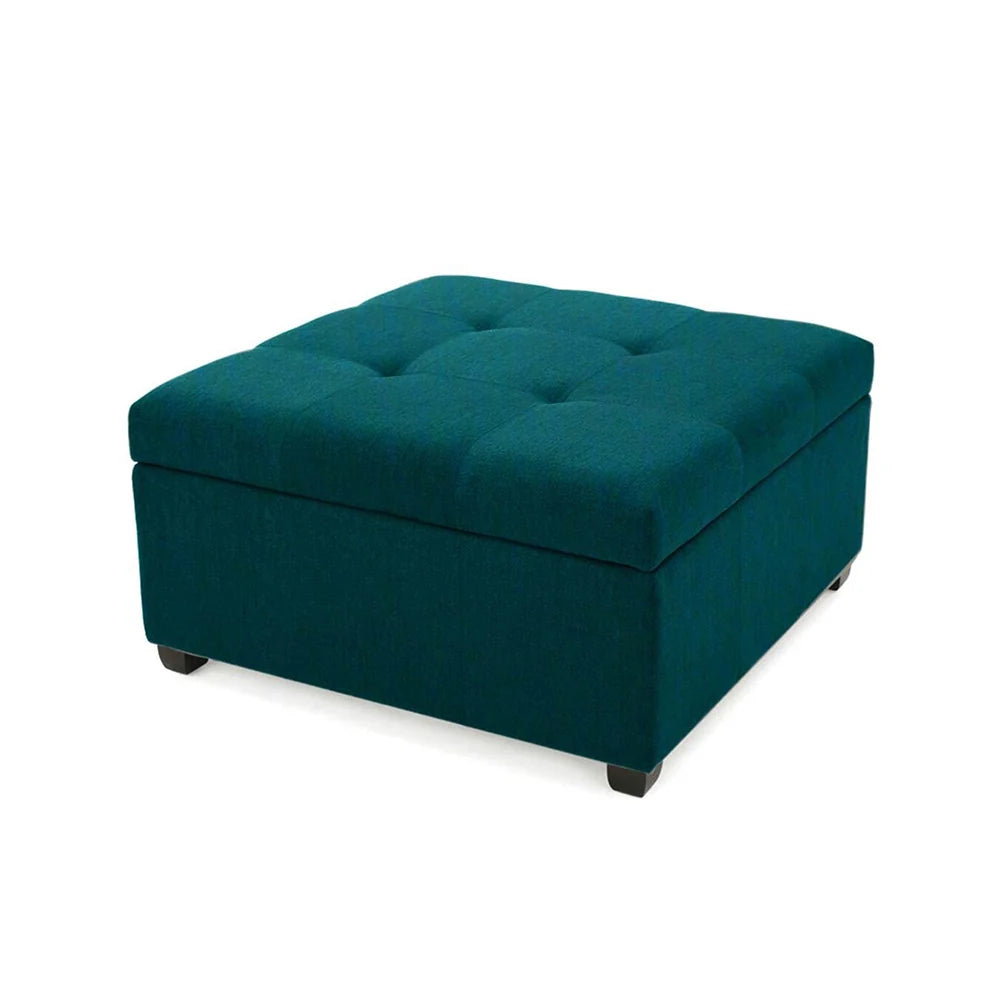 Tufted Storage Ottoman Bench Mustard Teal