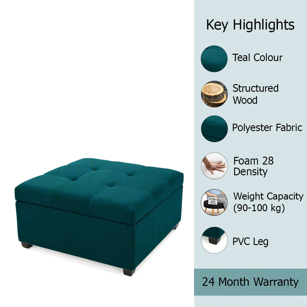 Tufted Storage Ottoman Bench Mustard Teal