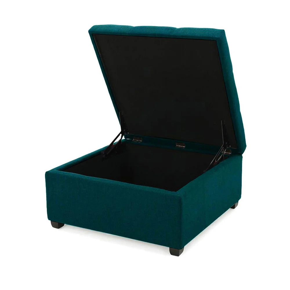 Tufted Storage Ottoman Bench Mustard Teal