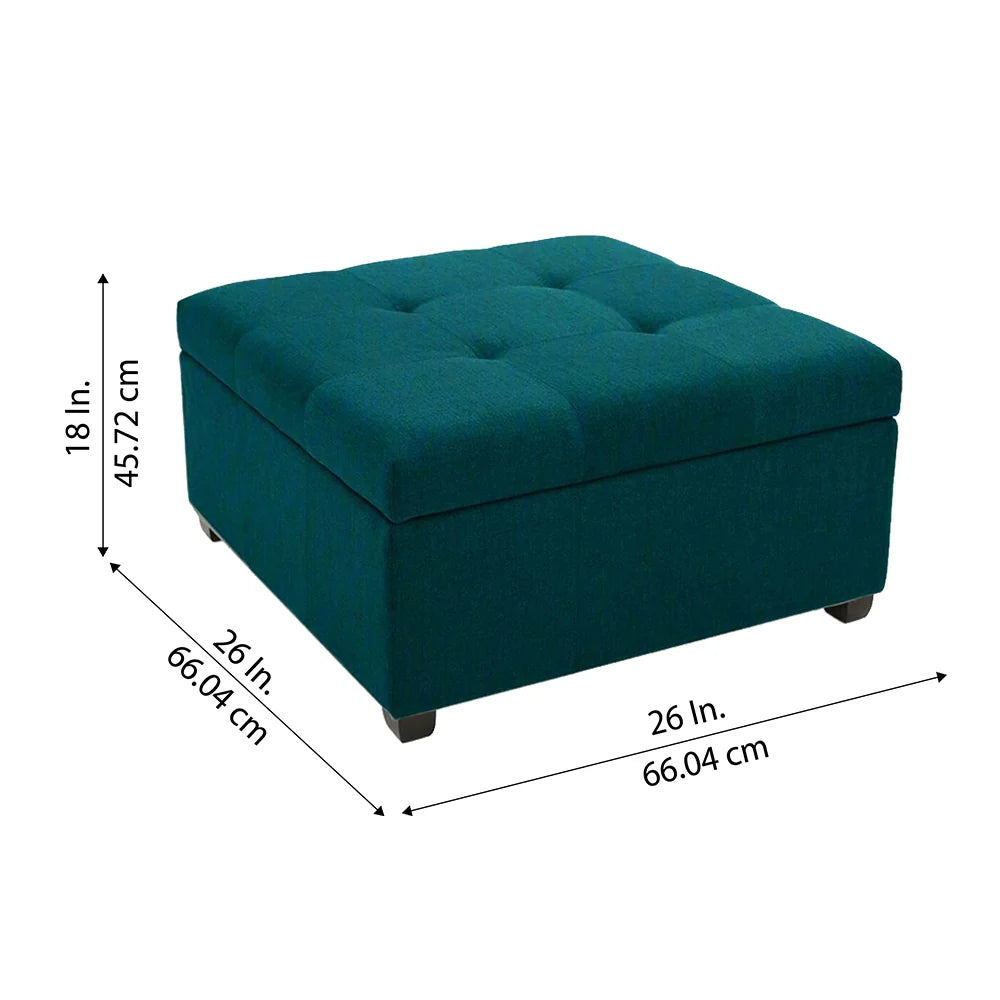 Tufted Storage Ottoman Bench Mustard Teal
