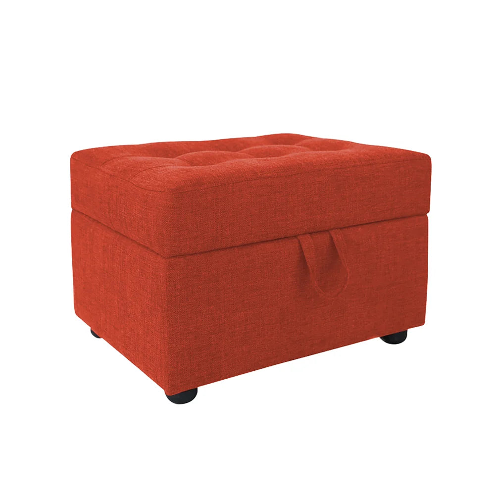 Tufted Storage Ottoman Bench Orange