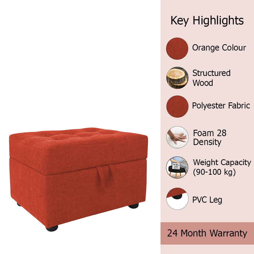Tufted Storage Ottoman Bench Orange