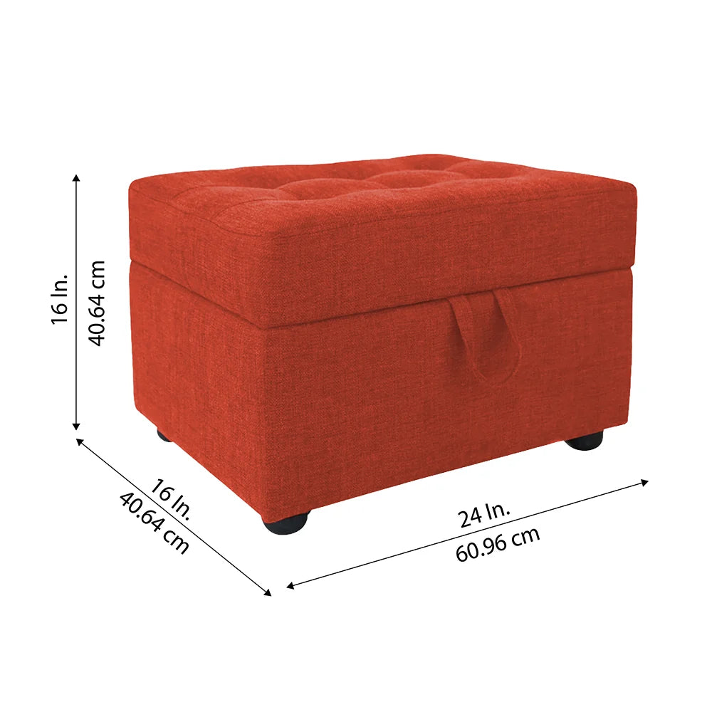 Tufted Storage Ottoman Bench Orange